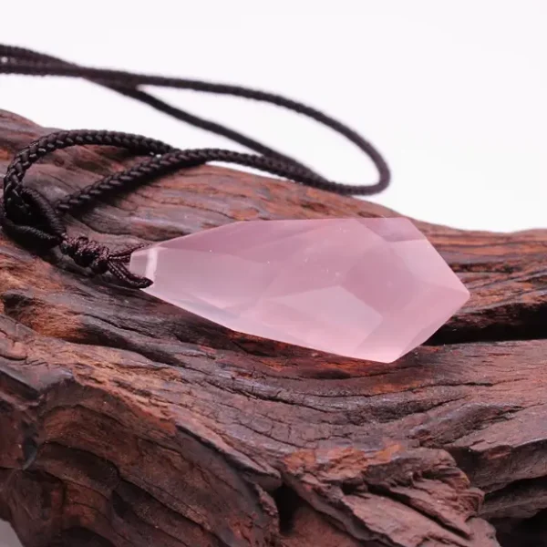 Rose Crystal Raw Stone Pendant